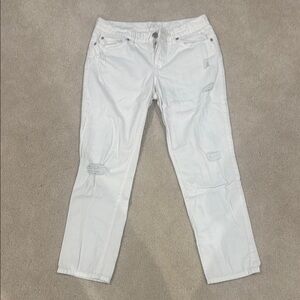 LOFT Women's White Distressed Boyfriend Jeans (Size 27 / 4)